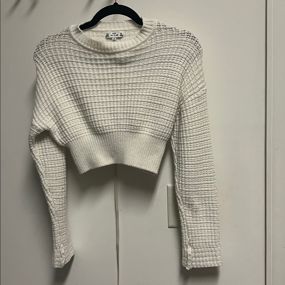 Poof! Textured White Knit Top